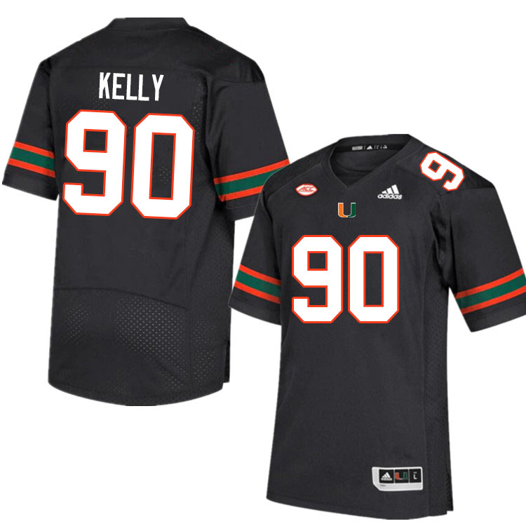 Men #90 Nyjalik Kelly Miami Hurricanes College Football Jerseys Sale-Black - Click Image to Close